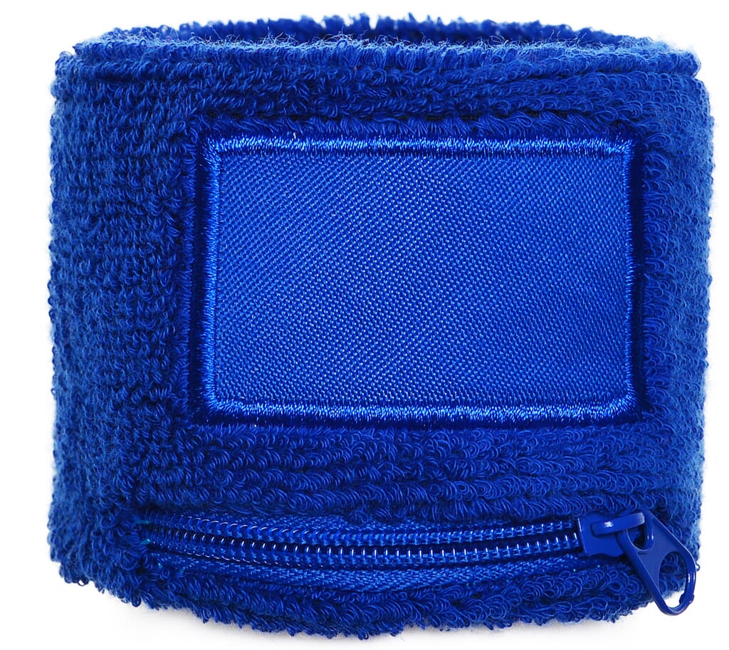 Wristband with label and zip pocket